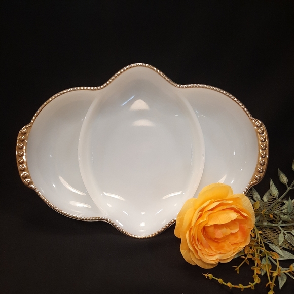 Fire King Dining Vintage Fire King Milk Glass Divided Relish